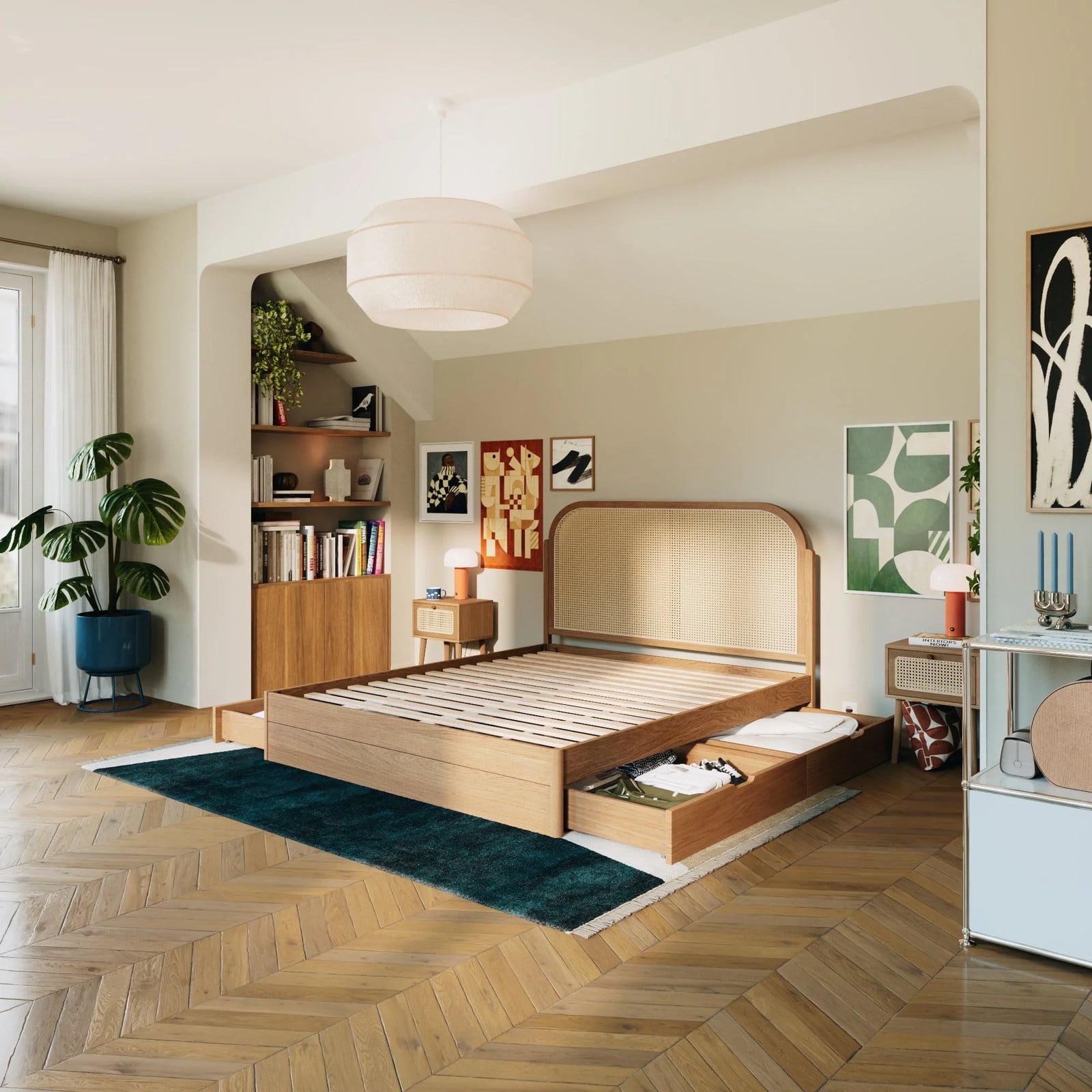Hypnia Java rotan bed met lades in boho stijl