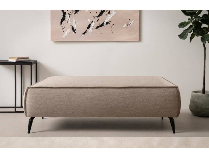 Hocker GOODPRODUCT TVINNU , hellbraun, B:140cm H:44cm T:65cm, Hocker, Hocker, zur Serie TVINNU, gemütlicher Sitzkomfort, rechteckig, schwarze Füsse