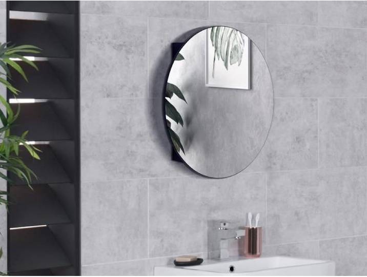 Armoire murale de salle de bain ovale avec miroir – Noir – RURI