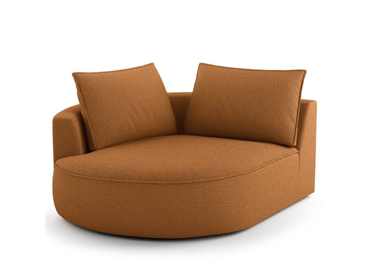 Modulottomane Braun/Karamell Bouclé Stoff Ronka 126 x 154cm Ausrichtung links Glamour