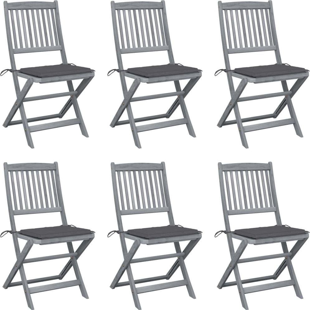 Klappbare Gartenstühle 6 Stk. mit Sitzkissen Massivholz Akazie