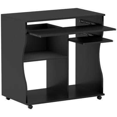 STILVORA Computertisch Schreibtisch 80x48x75 cm mit Rollen und Tastaturablage Ablagen platzsparend pflegeleicht Schwarz für Büro Homeoffice