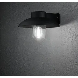 Konstsmide Außen-Wandleuchte MANI, E27 max. 60W, E27 max. 60W, Schwarz, Aluminium / Klarglas KON-415-750