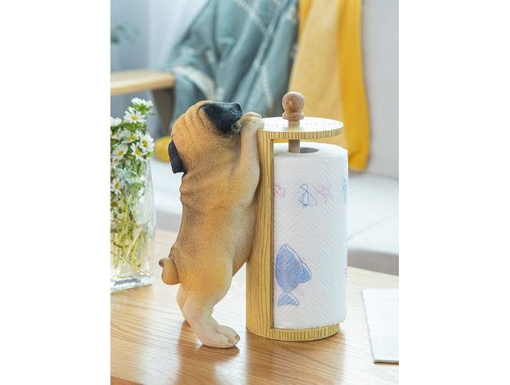 Porte-serviettes en papier de cuisine créatif, bureau Vertical, poinçon gratuit, porte-rouleau de papier pour chien mignon, accessoires de décoration pour la maison DyuIhr