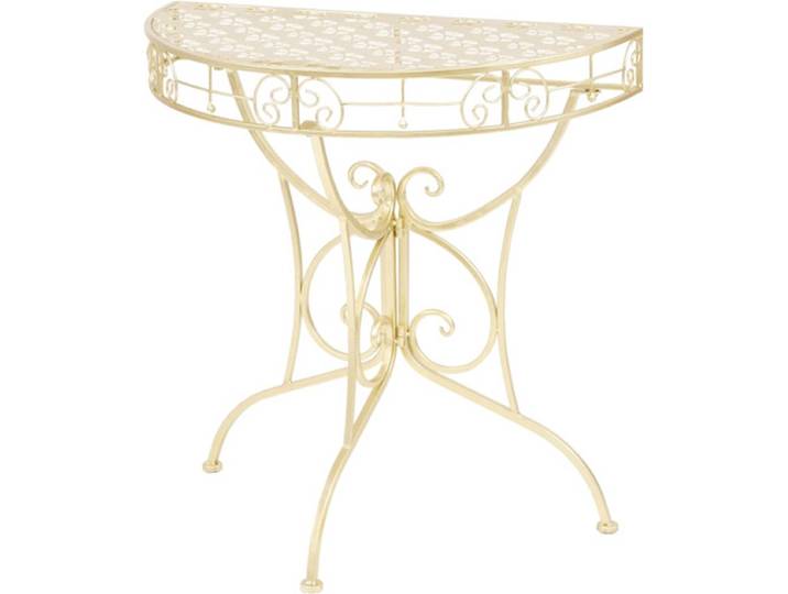 vidaXL - Bijzettafel - vintage - stijl - half - rond - 72x36x74 - cm - metaal - goud