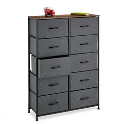 Relaxdays Kommode mit 10 Schubladen Braun,Grau,Schwarz