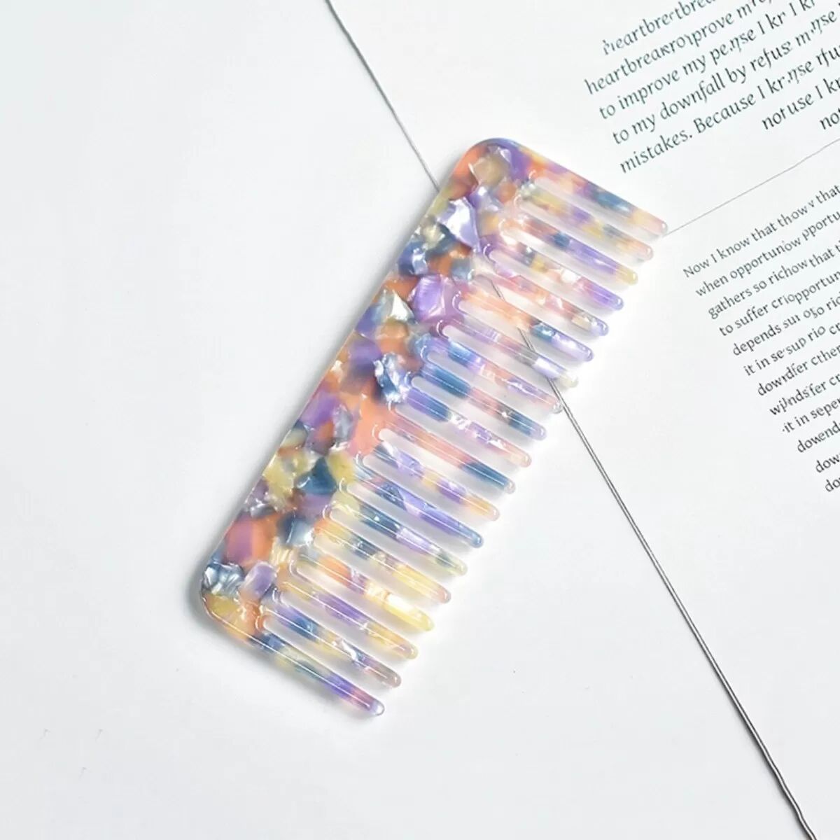 INF Peigne en acétate marbré multicolore - Peigne en feuille d'acétate antistatique pour lisser les frisottis, massage du cuir