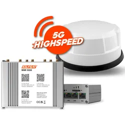 Selfsat Mobiler 5G/4G LTE Router MWR 5550 mit WLAN und GPS inkl. 5G Dachantenne weiß