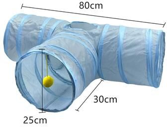 Inspired Living 3 Way Foldable Cat Tunnel Toy With Peek Hole shape