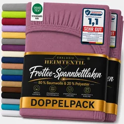 EXKLUSIV HEIMTEXTIL Frottee Spannbettlaken Marke Doppelpack 70 x 140 cm Lila