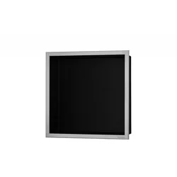 ESS BOX 10 Schwarz Wandnische 30x30x10 cm Rahmen Edelstahl gebürstet BOX Black, inkl. Rohbauset, BOX BOX-30x30x10-B