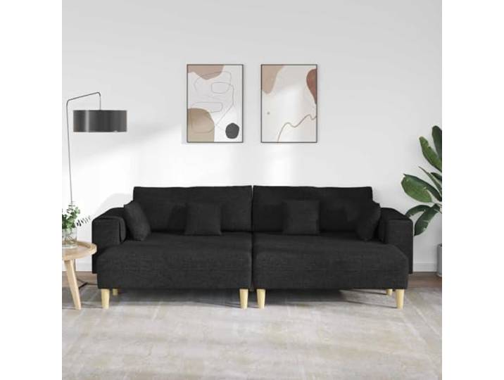 KTHLBRH Sofa mit Kissen, 3 Stück, schwarz, Stoff Klare Linien, minimalistisches Design, ideal für ein modernes Wohnzimmer
