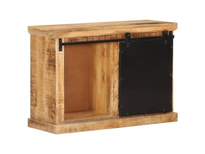 KTHLBRH Sideboard 80 x 30 x 55 cm aus unbehandeltem Mango-Massivholz Großer Stauraum, robuste Oberfläche, einzigartige Maserung, inklusive Wandbefestigung