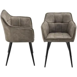 En.Casa, Stühle, Esszimmerstuhl 2er Set Birmingham Taupe (2x)