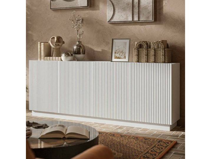 Buffet Masainas Dmora en bois noble blanc 200x40x78h cm