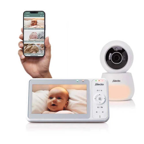 Alecto DVM2060 Babyfoon met HD-camera, 5 inch kleurenscherm en nachtlampje - Wit