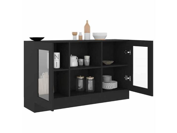 Noir Commode Salon CHIC Armoire à vitrine avec rangement Noir 120x30 5x70 cm Bois d'ingénierie N17231