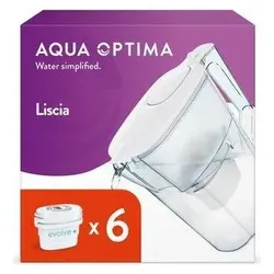 Aqua Optima Filterkanne mit 6 Filterkartuschen, Wasserfilterkanne, Weiss