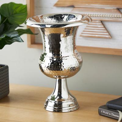 ARCILLA ELEMENTAL Gold or Silver Aluminum Metal Goblet Inspired Hammered Vase