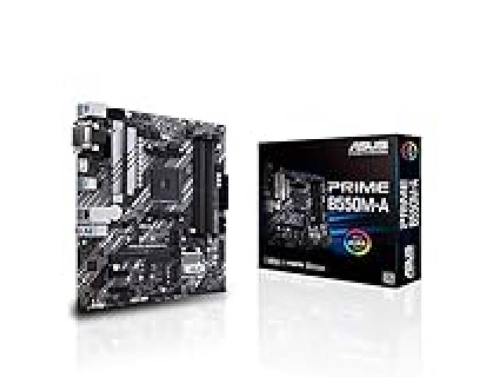 ASUS Prime B550M-A – Carte mère AMD Ryzen AM4 micro ATX (2xM.2, PCIe 4.0, 1 Gb Ethernet, HDMI/D-Sub/DVI, SATA 6 Gbps, USB 3.2 Gen 2 Type-A, Aura Sync RGB)