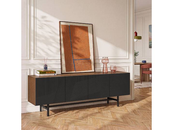 HABITAT - Buffet bas 4 portes en bois de noyer - Noir - Design by Hélèna Pille - Eskyss