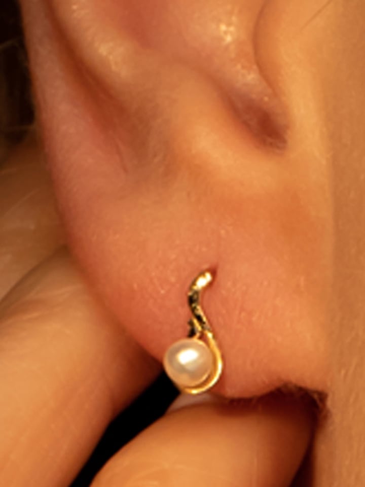 OR ÉCLAT Gold-Ohrstecker "Goutte Perlée" mit Perlen - onesize