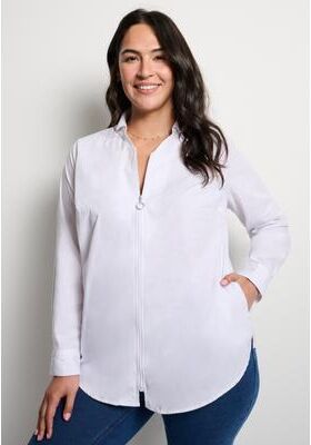 Plus Size Women's No Gap Zip-Front Tunic by Woman Within in White (Size 5X)