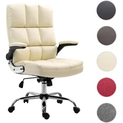 Bürostuhl HWC-J21, Chefsessel Drehstuhl Schreibtischstuhl, höhenverstellbar ~ Kunstleder creme