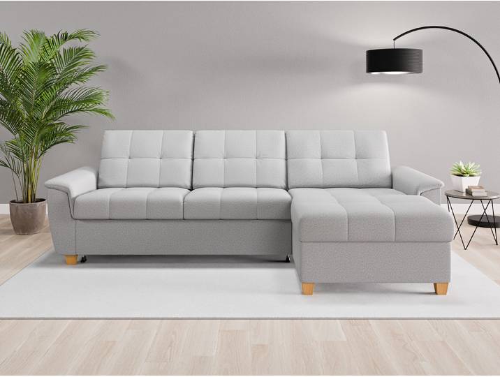 Ecksofa Nairobi Nr. 1 rechts - Grau (Lichtgrau) - Softwolle