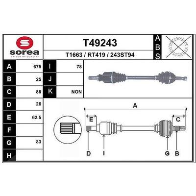 Eai Antriebswelle [Hersteller-Nr. T49243] für Renault