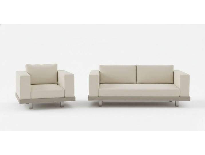 JVmoebel Polstergarnitur Komfortables Sofa-Set Beige Aluminiumrahmen Minimalistischer Stil, (2-tlg)