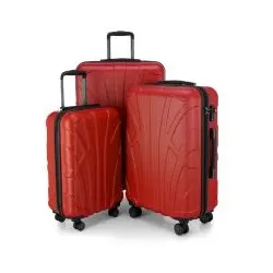 SUITLINE - 3er Koffer-Set Hartschalenkoffer Trolley, TSA, S M & L, Rot