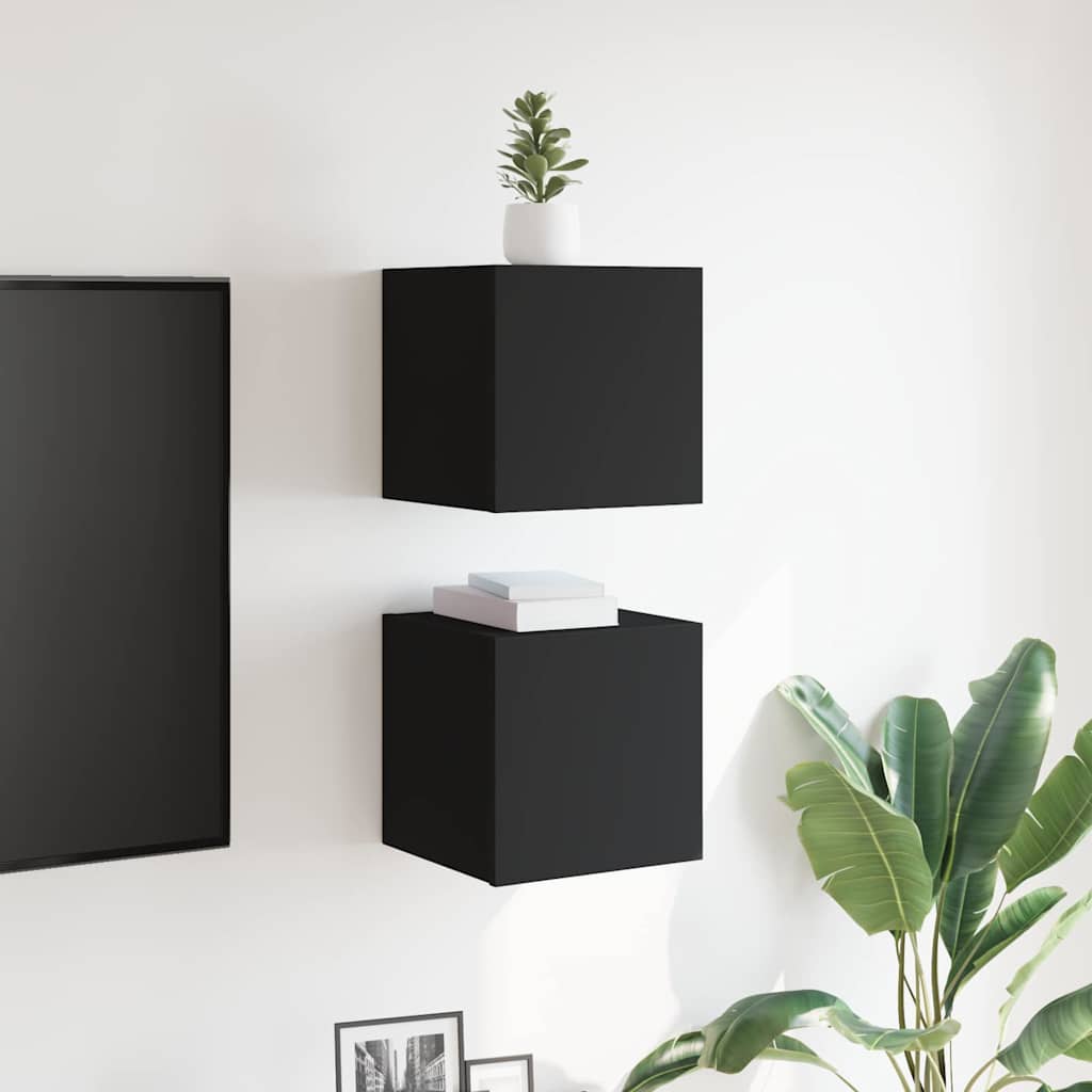 vidaXL Meubles TV muraux 2 pcs Noir 30,5x30x30 cm