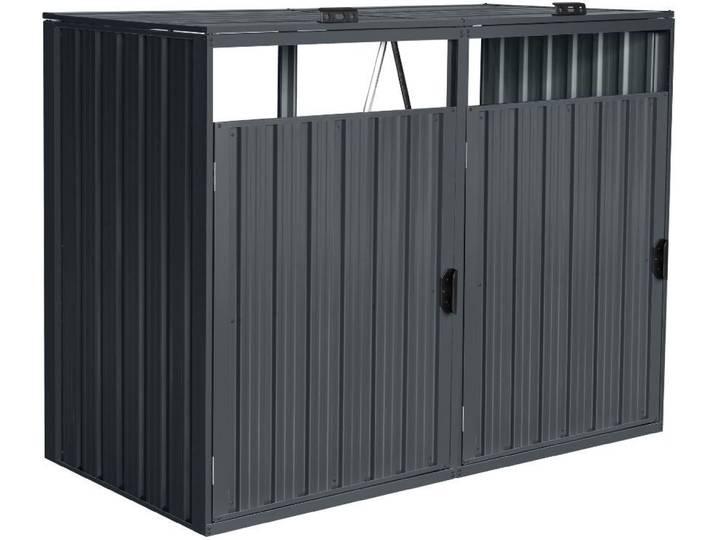HOME DELUXE - Abri pour poubelles CUBO - Peut accueillir 2 poubelles de 240 litres\, couleur : anthracite\, résistant aux intempéries\, serrure et clé incluses I Abri pour poubelles Abri de jardin