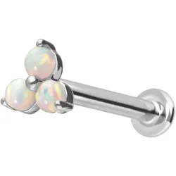 14 Karat Gold Labret mit Innengewinde BLUME + 3 SYNTHETISCHE OPALE