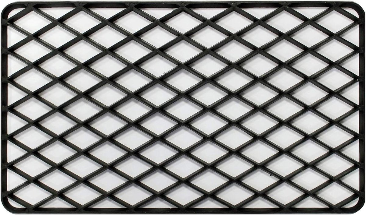 Decoratieve zwarte voetmat voor buiten, glad geweven entree tapijt, 34 x 58 cm