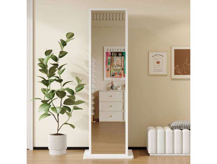 Vitrine pivotante - SOGEU - 45x45x168 cm - Miroir pleine longueur - 4 compartiments - 1 tiroir dissimulé