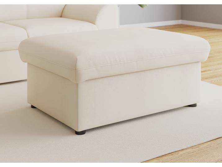 Hocker DOMO COLLECTION Topper , beige (creme), B:93cm H:40cm T:69cm, Hocker, Polsterhocker, mit Wellenunterfederung, auf Kunststoffgleitern