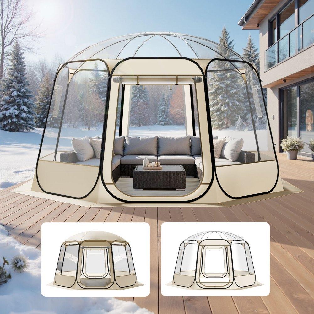 Kuppelzelt, aufblasbar, transparent - 366x345x220 cm - für 10-12 Personen - TPU-Polyester