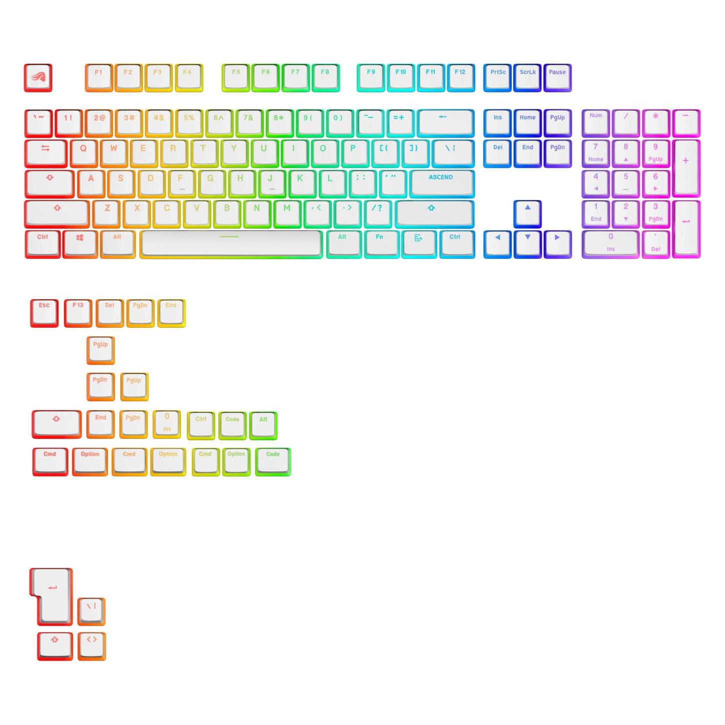 Glorious Aura V3 Keycaps, ANSI Layout (US), PBT, Doubleshot - Weiss (GLO-KB-ACC-KC-GPBT-AURA-WHT-US)