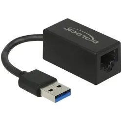 Delock Netzwerk-Adapter 1 Gbps USB 3.2 Gen1 (USB 3.2, RJ45 (1x)), Netzwerk Adapter, Schwarz