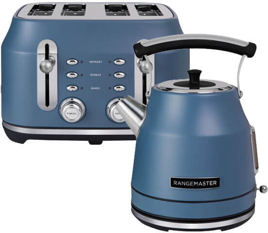 Rangemaster Classic Stone Blue Kettle & 4 Slice Toaster Set