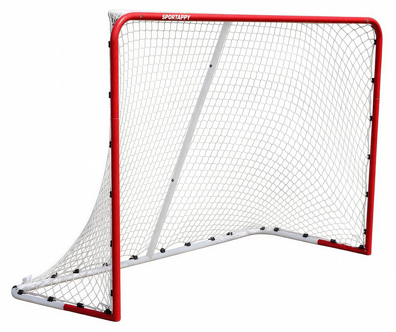 Hockeytor 6x4 FT, Metallrahmen, rot/weiß, für Innen & Außen