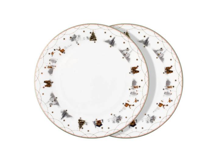 Wik & Walsøe Assiette Julemorgen Story 25cm Lot de 2 Blanc-multi