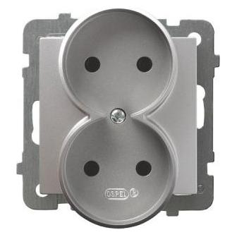 Ospel Doppelte modulare Steckdose Silber AS (GP-2GR/M/18)