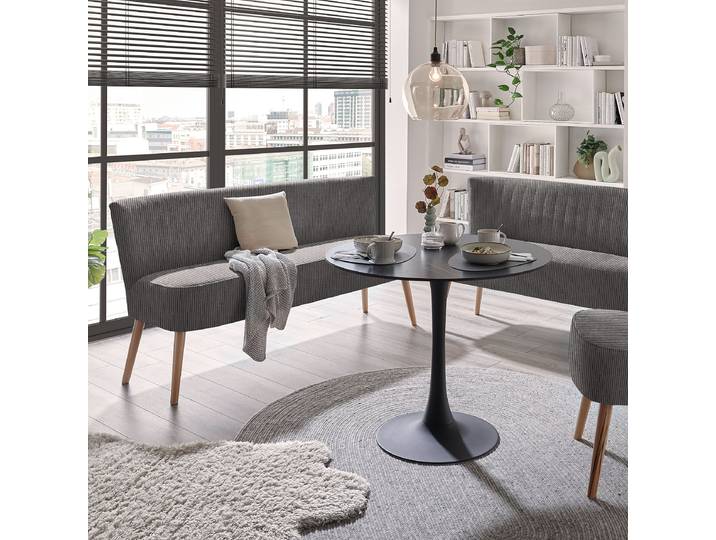 Banc capitonné Willunga 184cm Gris Velours côtelé Zuri: Gris Hêtre clair