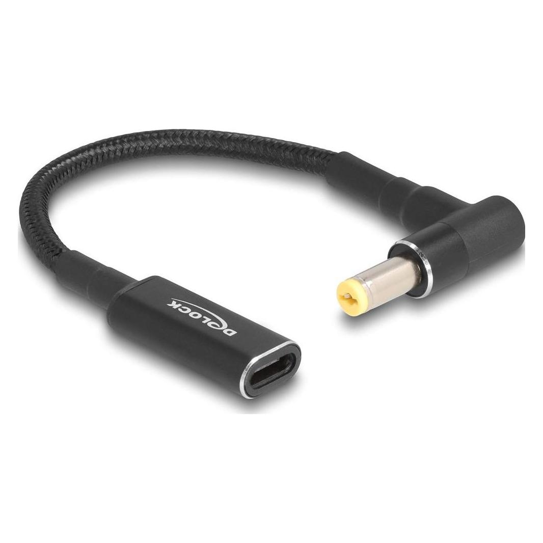 Delock Adapterkabel für Notebook Ladekabel USB Type-C Buchse zu Acer 5,5 x 1,7 mm Stecker 90° gewinkelt 1 (0.15 m) (60038)