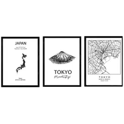 POSTER Set Mit 3 Tokyo, Mount Fuji A3 Rahmenlos