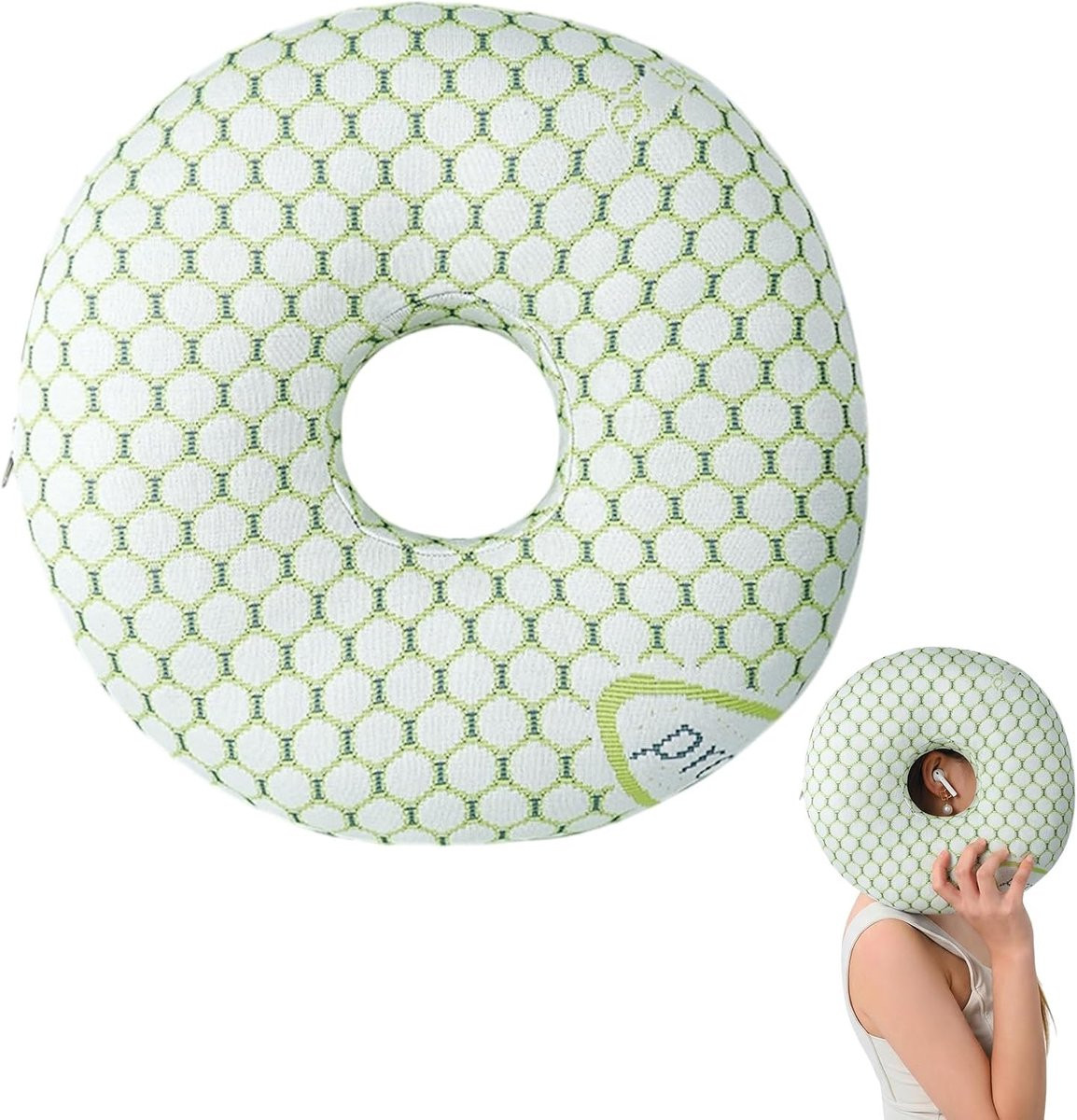 Donutkussen voor piercing - Oorkussen voor zijslapers met polyester vulling - 30 x 30 cm