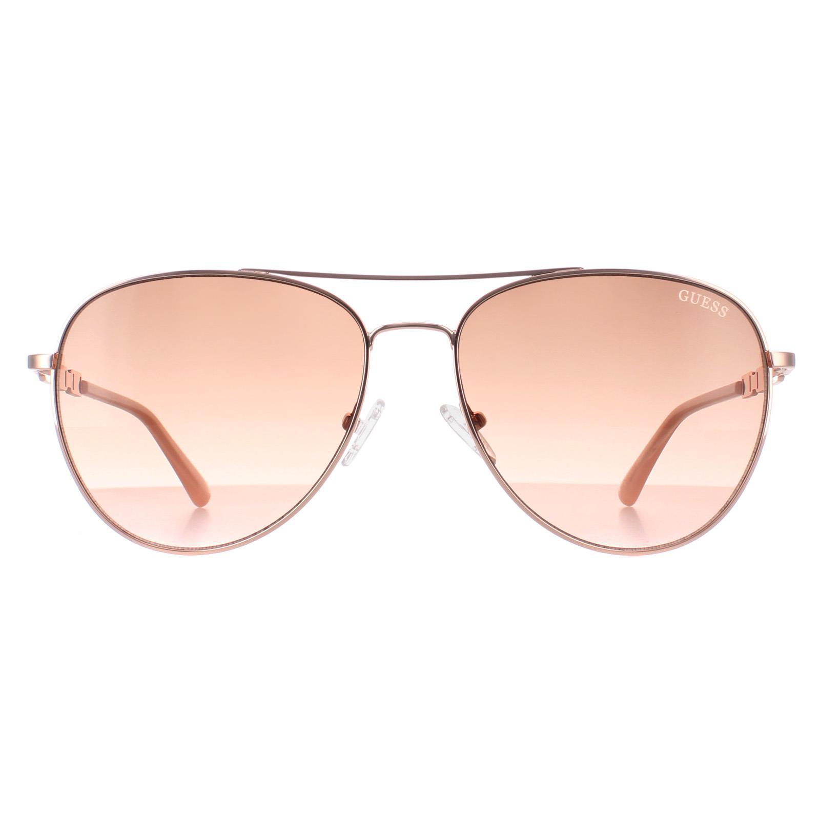 Guess Aviator Womens Glänzend Rose Gold Braun Gradient GF6143